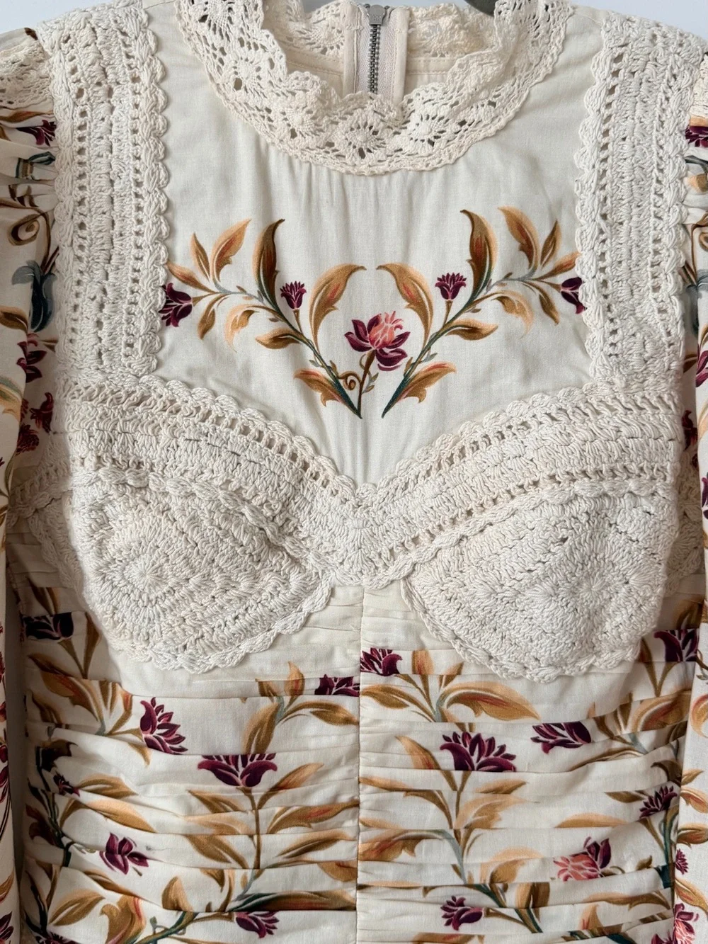 FARM RIO Cream Floral CROCHET Blouse